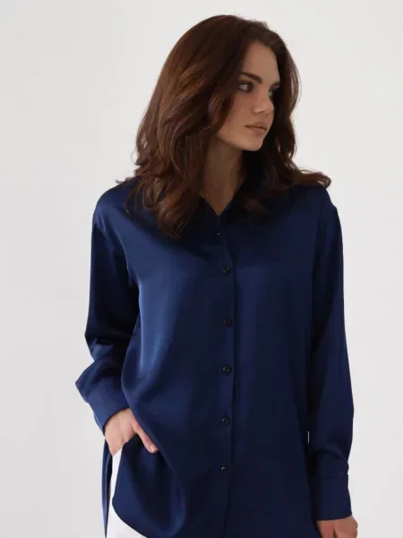 Сатинова Блуза Lilove темно-синій синя