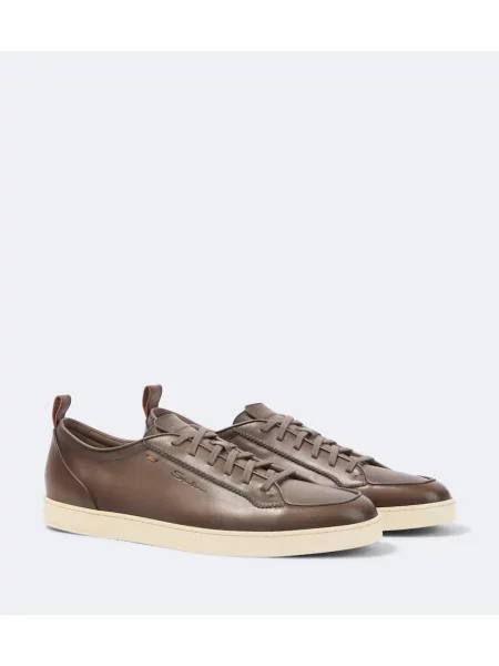 Sneakerși Santoni din piele maro