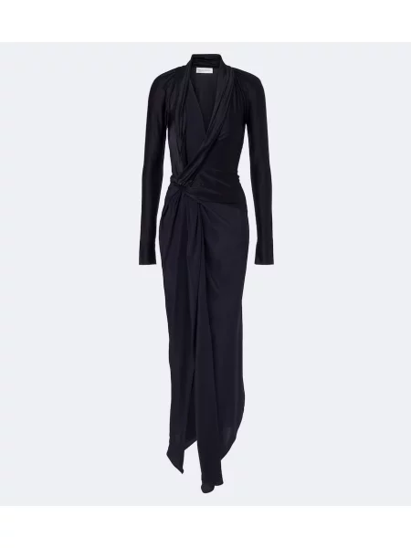 Rochie maxi Victoria Beckham de mătase drapată albastru