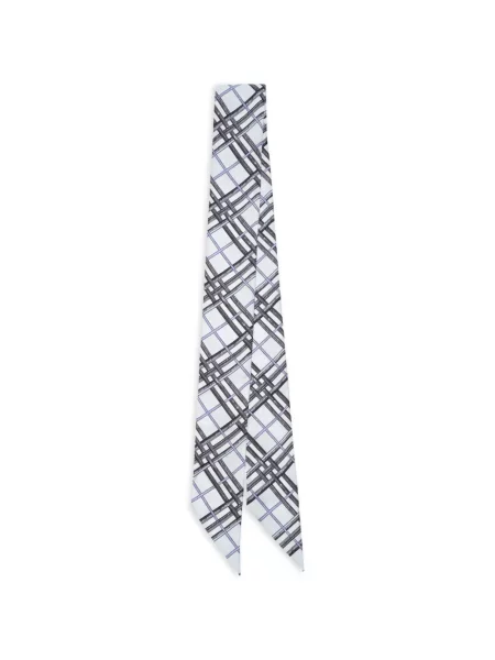 Reversibil fular Burberry de mătase skinny fit alb