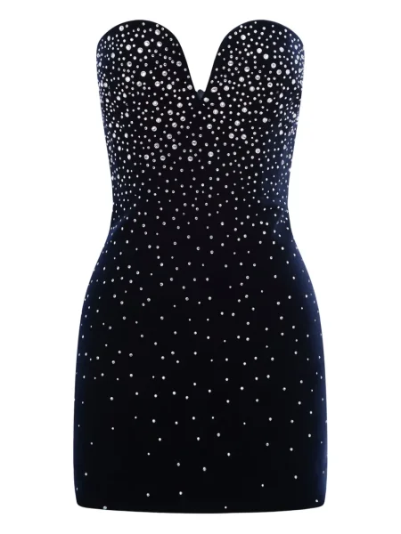 Mała sukienka mini Alex Perry z kryształkami garniturowa niebieska