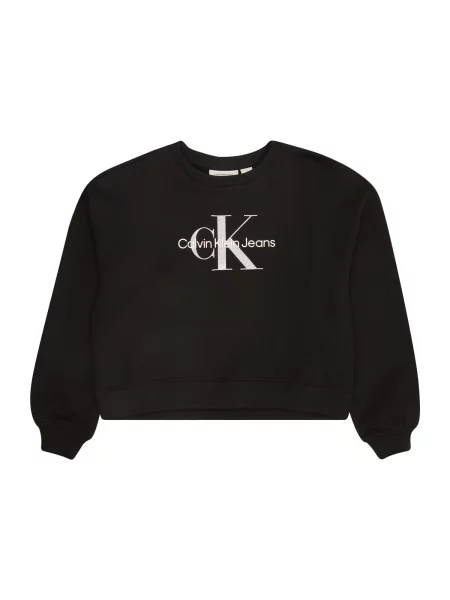 Calvin Klein Jeans Mikina Glitter Monologo D Černá Boxy Fit bílá