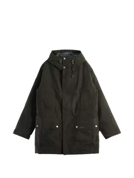 Palton Barbour cu glugă verde