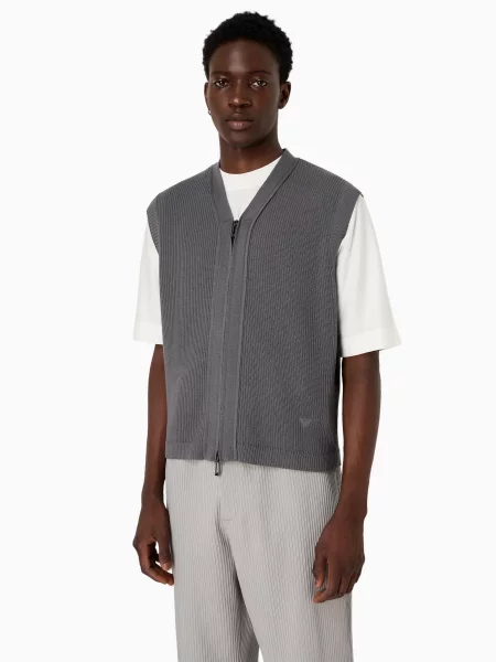 Emporio Armani Жилет Темно-сірий Бавовна/вовна сірий