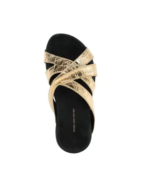 Klapki Dries Van Noten skórzane żółte
