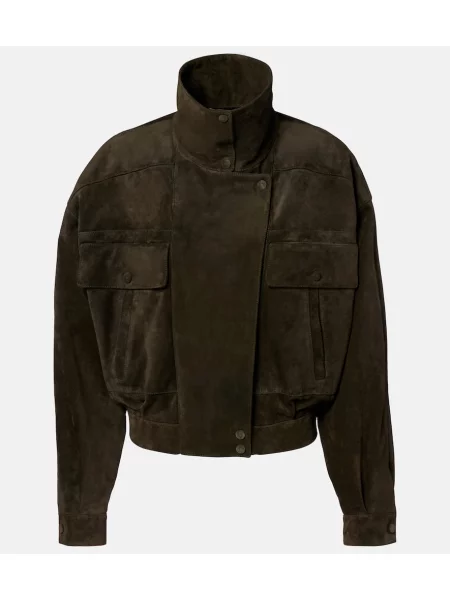 Kurtka Saint Laurent zamszowa zielona