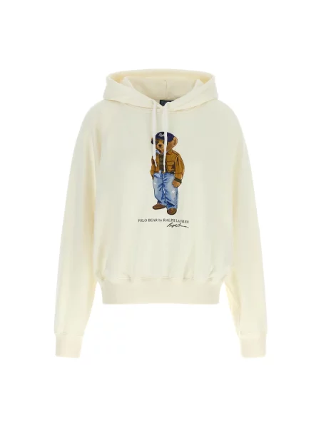 Bluza z kapturem Polo Ralph Lauren z kapturem polarowa biała