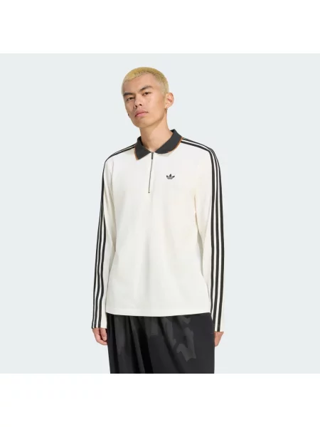 POLO TRIČKO ENGINEERED RIB LONG SLEEVE bílé