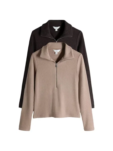 The Set Tricou brocart / închis maro