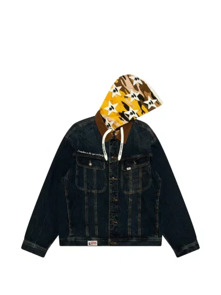 С яка дънково яке Aape By *a Bathing Ape® от рипсено кадифе с качулка синьо