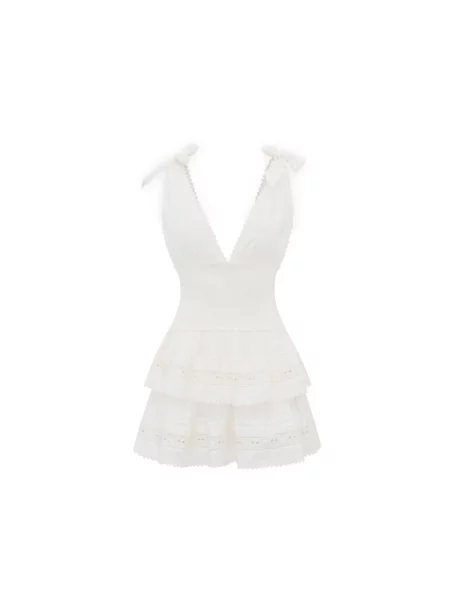 Mała mały sukienka mini Loveshackfancy koronkowa biała