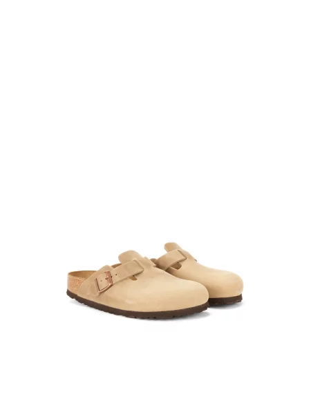 Klapki Birkenstock skórzane beżowe