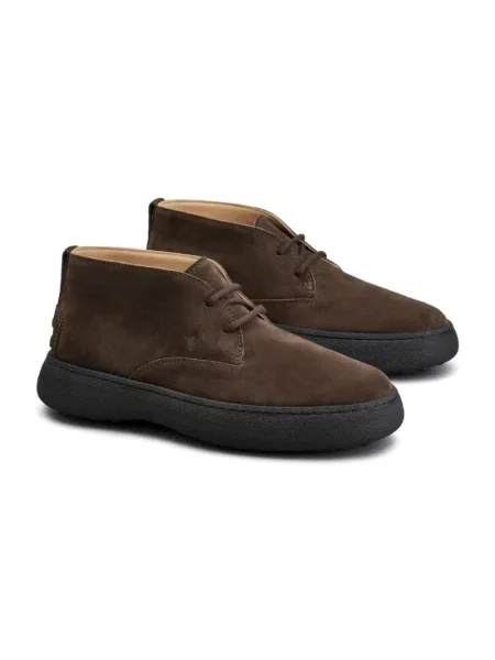 Botki Tod's skórzane wiązane brązowe