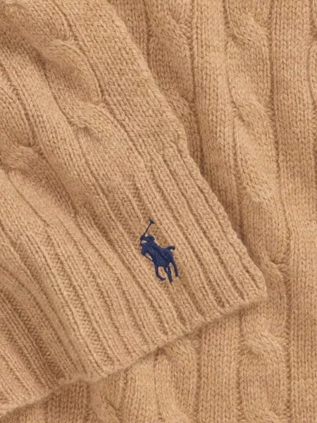 Polo Ralph Lauren szalik wełniany beżowy gładki brązowa