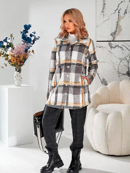 Пальто з утеплювачем LadyLike мультиколор текстиль