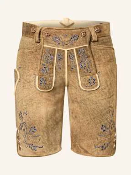 Beckert Kožené Krojové Kalhoty Eggern hnědá/ černošedá hnědé