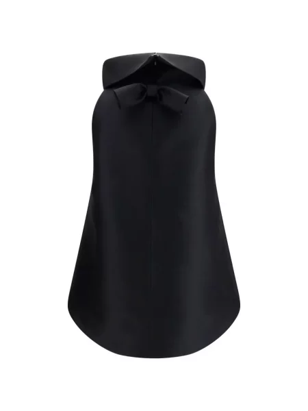 Top Balenciaga cu funde asimetric negru