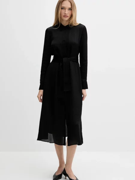 Armani Exchange rochie midi drept negru