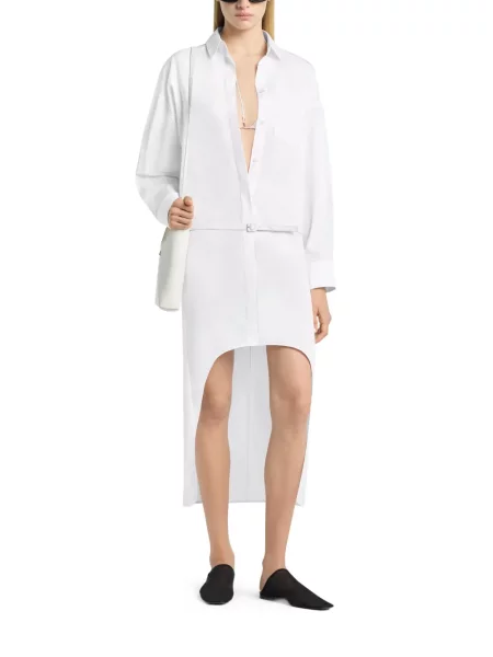 Gulerat rochie Courreges asimetrică alb