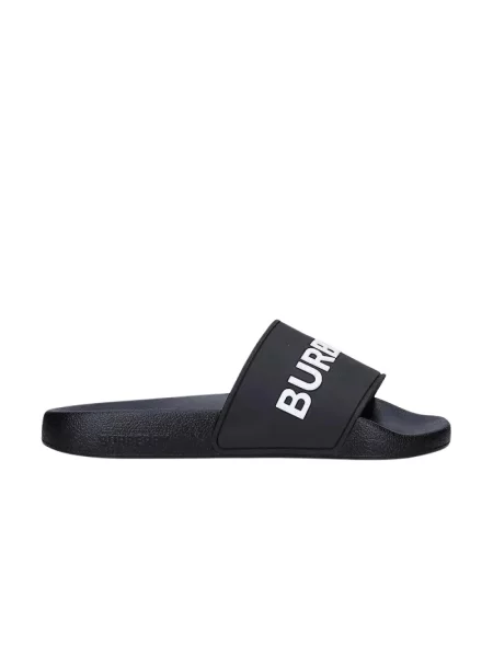 Klapki Burberry z logo czarne