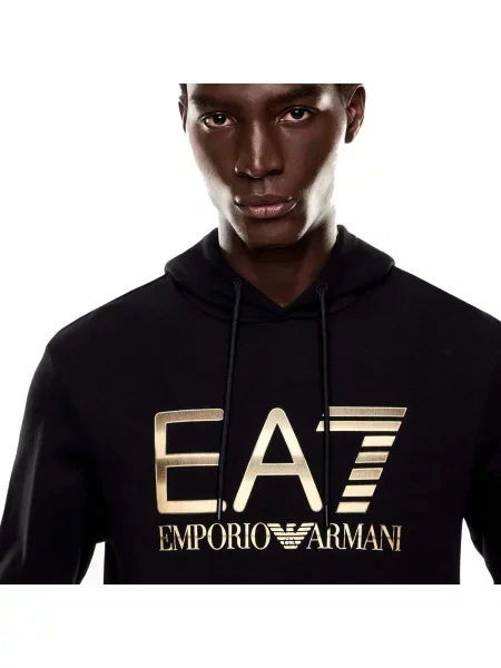 Mikina Emporio Armani Train Logo Series Big Logo Hoodie black černá