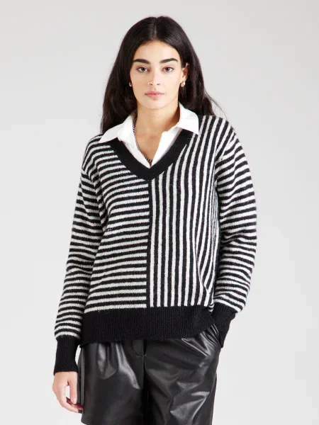 VERO MODA Pulover VMURANUS negru alb