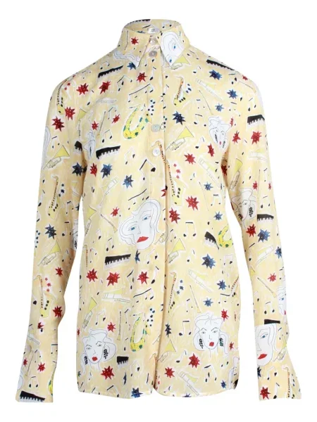 Cămașă Victoria Beckham cu imagine galben