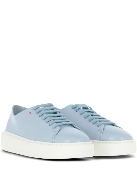 Pantofi cu toc Santoni cu șireturi cu platformă din dantelă albastru