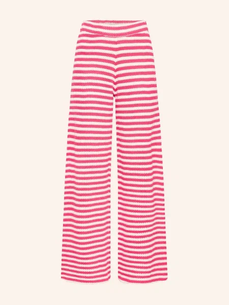 ICHI Spodnie Kobieta S Wide Trousers różowy