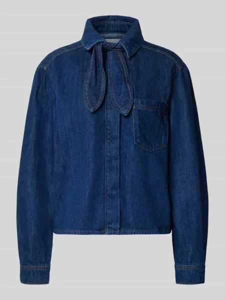 Bluzka jeansowa o kroju relaxed fit z mieszanki bawełny i lyocellu Marc O'polo Denim niebieska