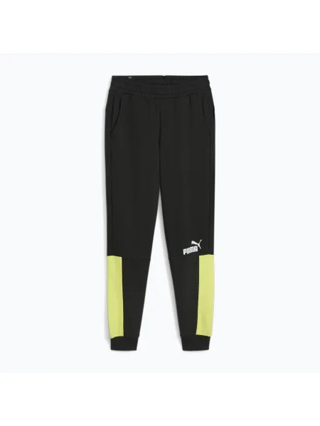 Pantaloni pentru bărbați PUMA ESS+ Block Sweatpants TR puma black/lime sheen negru
