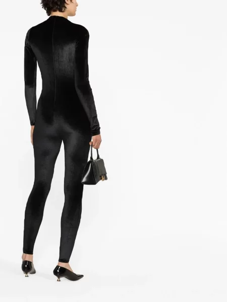 Salopetă Atu Body Couture de catifea lungă negru