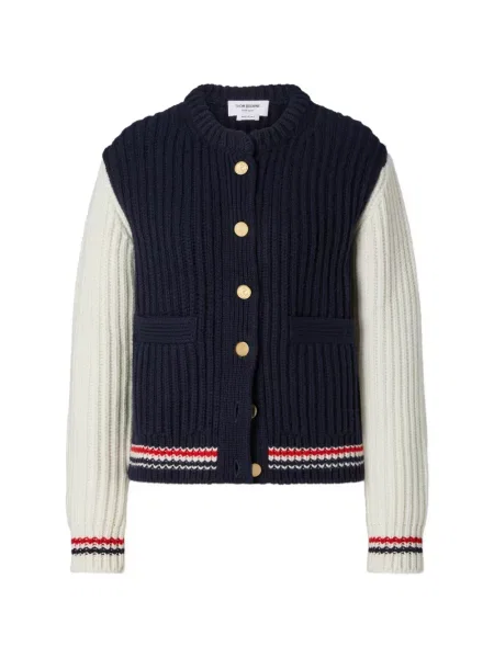 Cardigan Thom Browne din cașmir chunky albastru