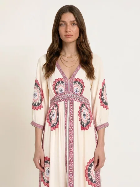 Ba&Sh Šaty Vere režná / fialová / tmavě červená