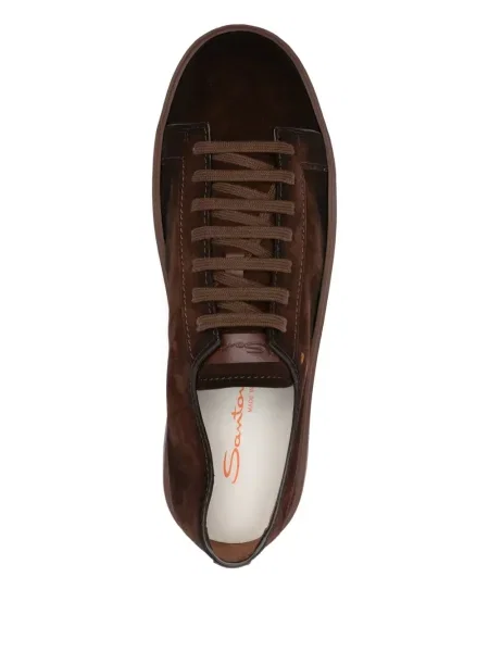 Sneakerși Santoni cu șireturi din piele de căprioară maro