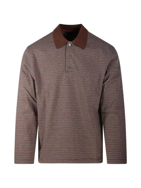 Lung tricou polo Coor cu dungi maro