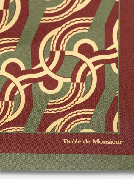 Drôle de Monsieur šatka pánska hodvábna Chain Link Monogram zelená