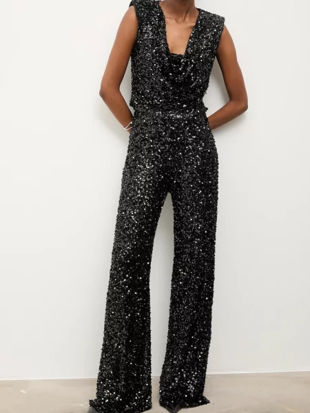 Answear.LAB pantaloni drept high waist negru