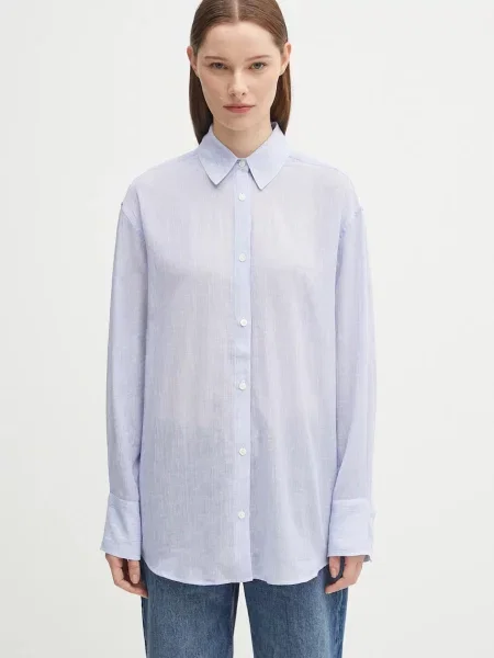 Anine Bing cămașă din plaza cu guler clasic relaxed