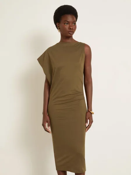 Jacquemus Koktejlové Šaty La Robe Drap khaki