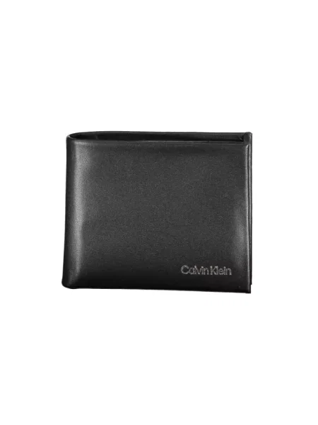 Lniany portfel Calvin Klein czarny