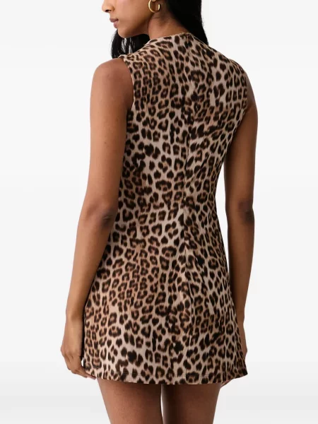 Rochie Bardot fără mâneci cu imagine cu model leopard