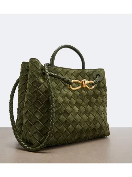 Top Bottega Veneta din piele de căprioară verde