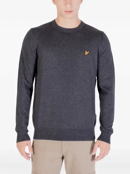 Pulover Lyle & Scott cu autograf gri