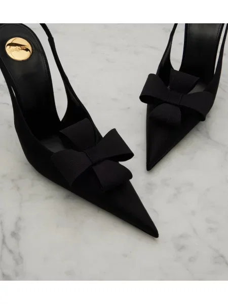 Pantofi cu toc Saint Laurent cu funde slingback negru