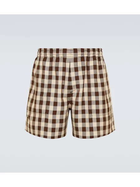 Kratke hlače Bode s karirastim vzorcem rjava
