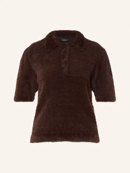 S.Oliver Black Label Pletená Polokošile tmavě hnědá černé