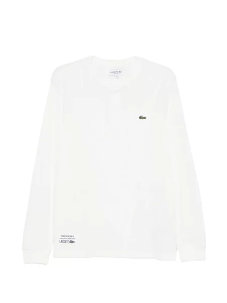 Tricou polo Lacoste tricotate cu autograf alb