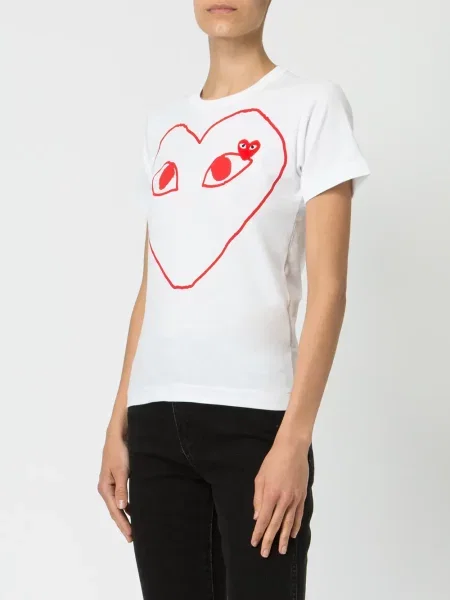 Tričko Comme Des Garçons Play s potiskem se srdcovým vzorem bílé