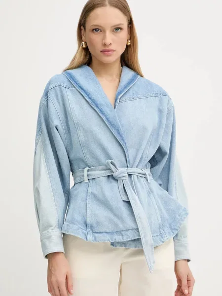 BOSS Orange geacă jeans de tranzitie albastru